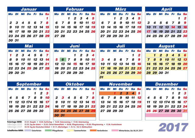 Kalender 2016 nrw kostenlos